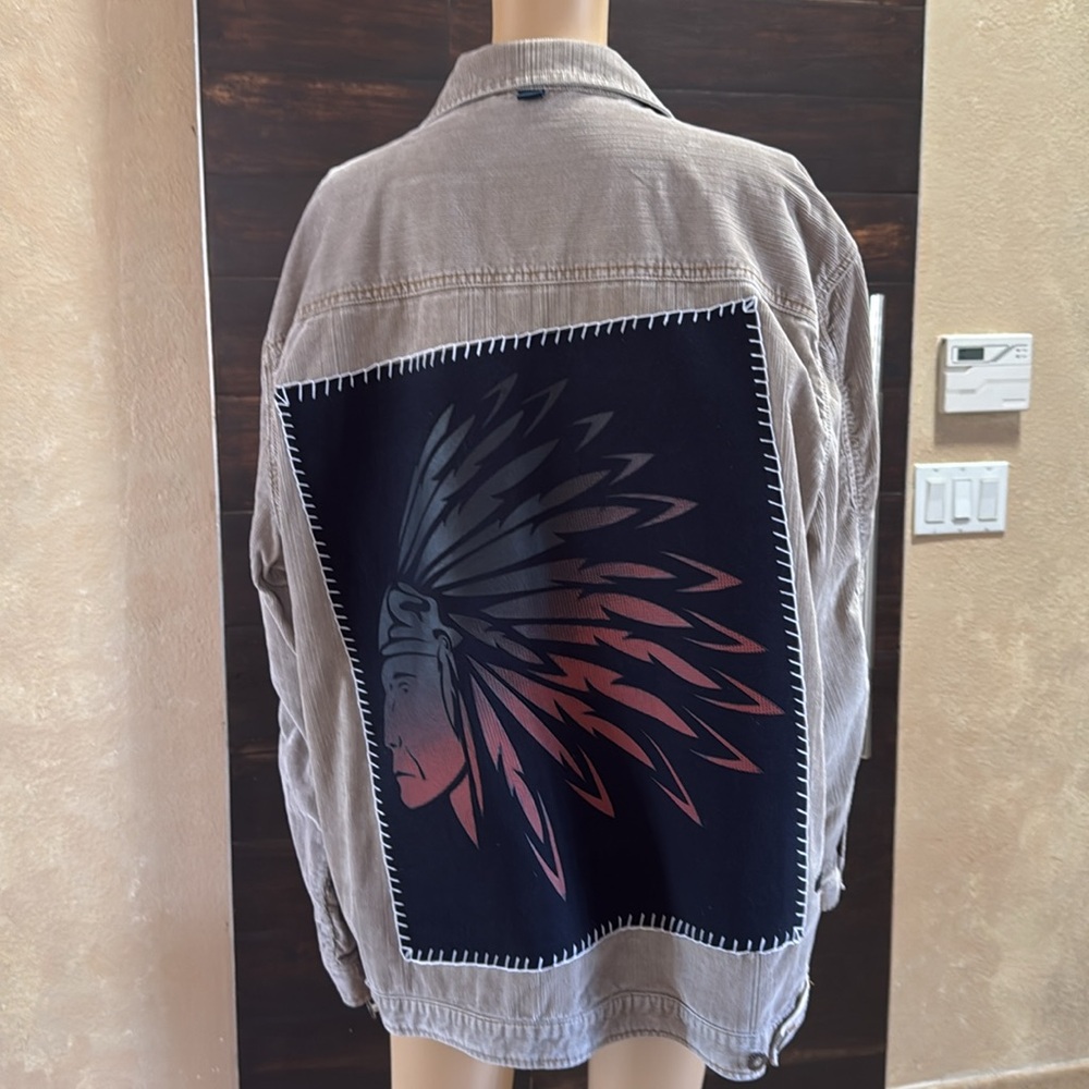 Upcycled Indigo Palms (Native) Tan Corduroy Jacket Size XL